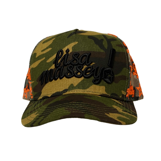 Orange on Camo Trucker